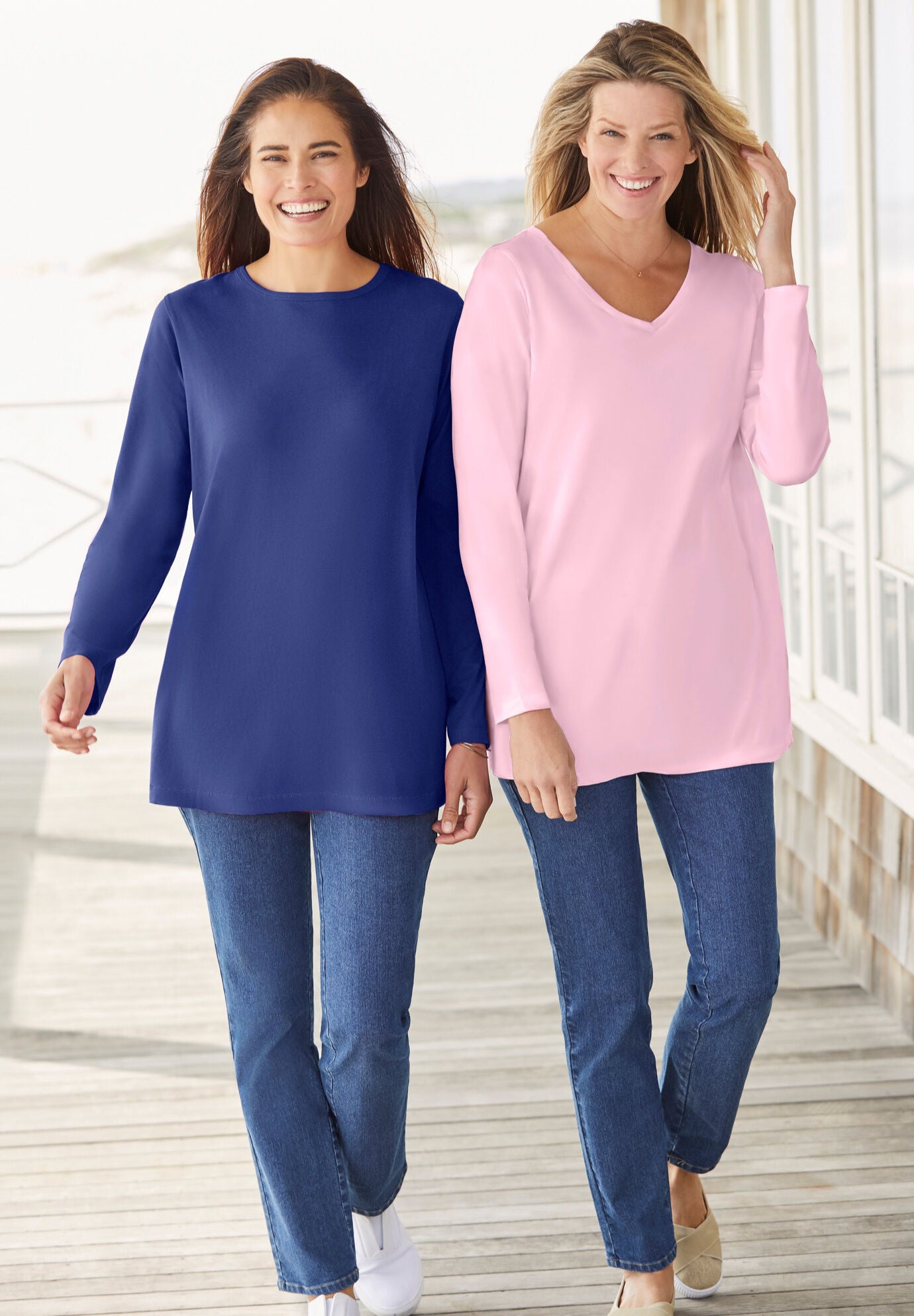 V Neck Long Sleeve Top | Oat Marl – CSB