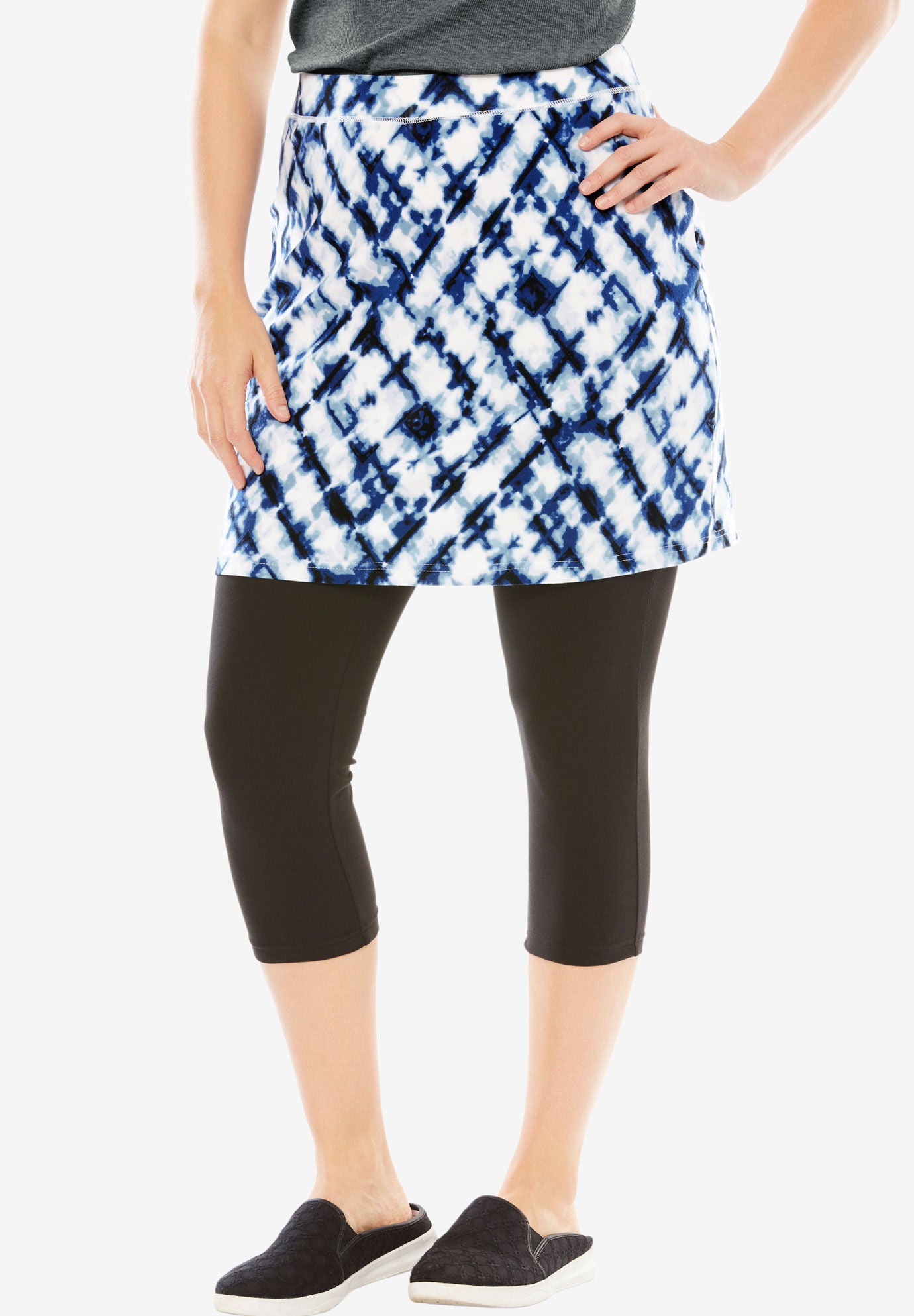 plus size skirted capri leggings
