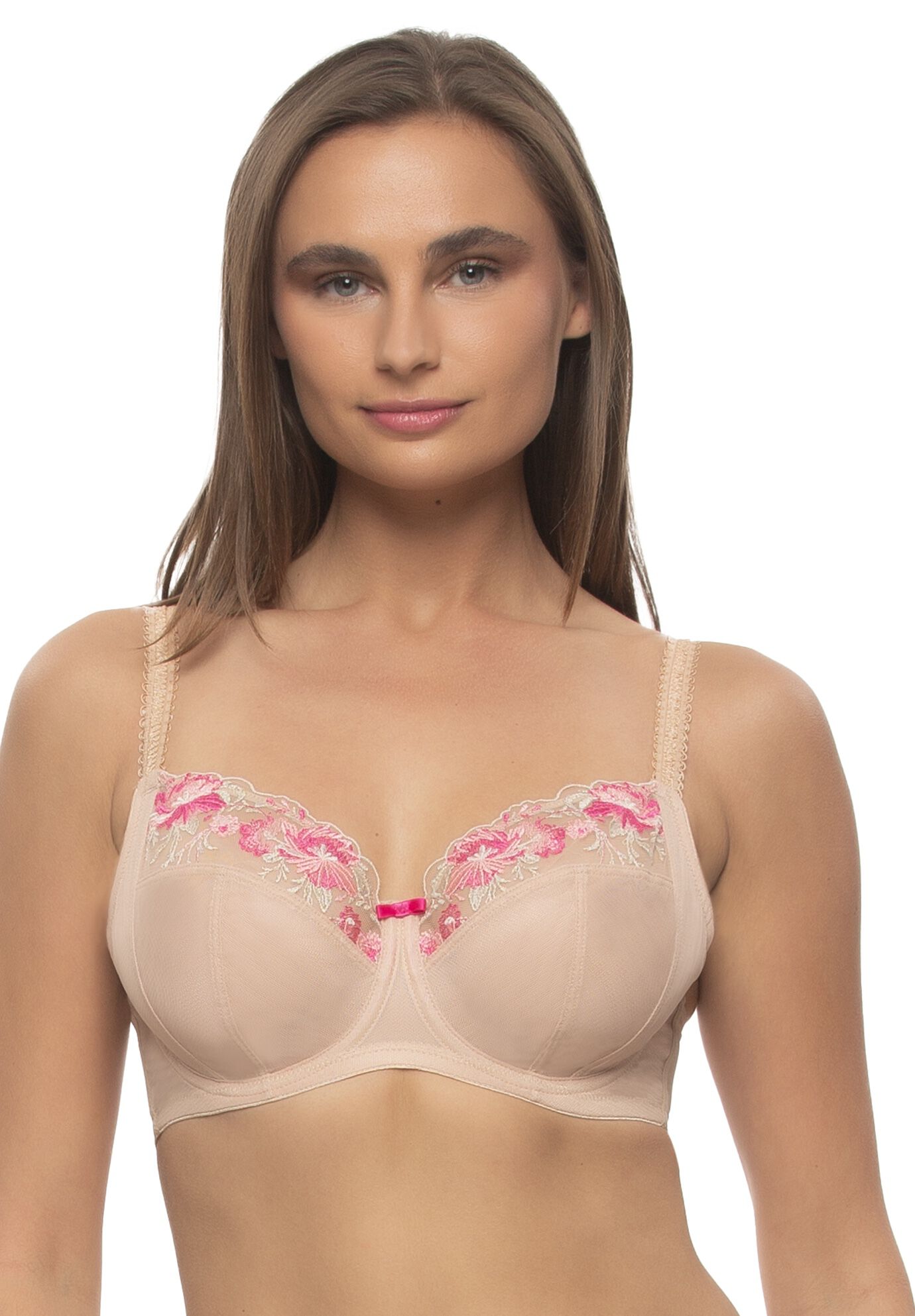 Fleurs Embroidered Unlined Bra, WARM NEUTRAL ROUGE, hi-res image number 0