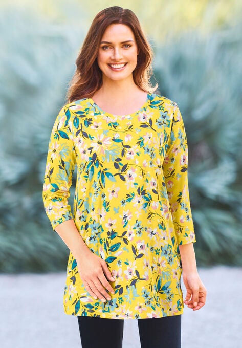 Perfect Three-Quarter-Sleeve Scoop-Neck Tunic, , alternate image number null