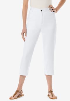 Perfect 5-Pocket Back-Elastic Denim Capri