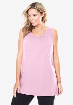 Perfect Sleeveless Shirred U-Neck Tunic
