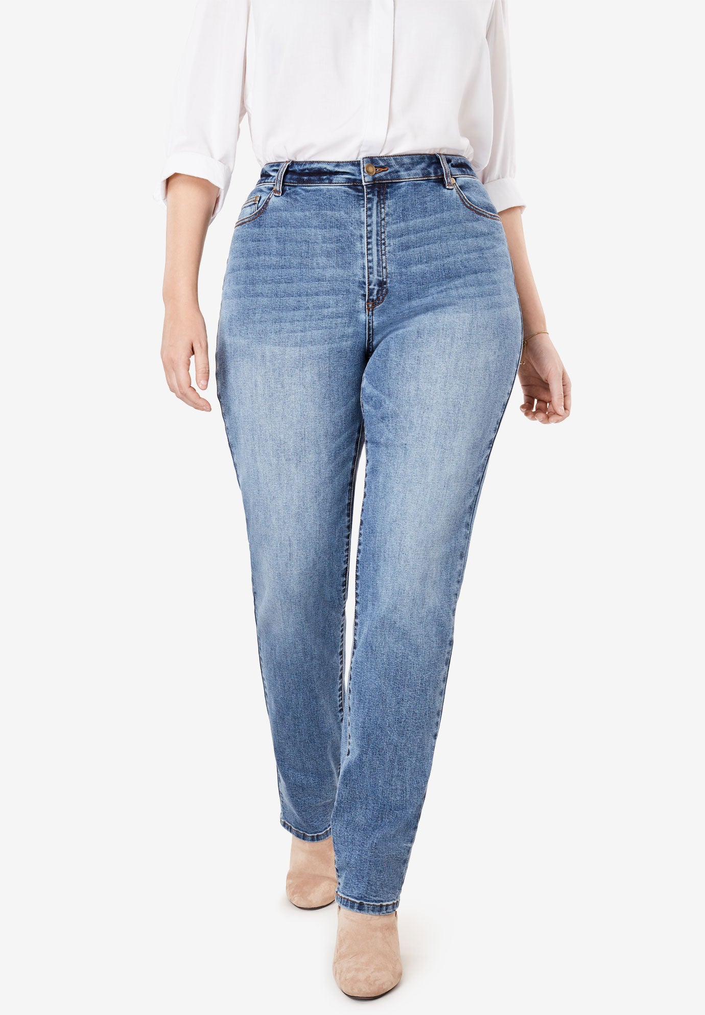 Sustainable Recycled Straight Leg Jean, STONEWASH SANDED, hi-res image number 0