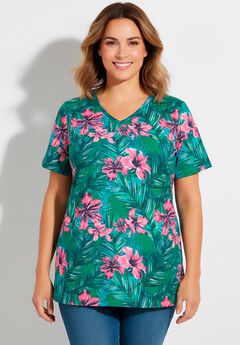Perfect Printed Short-Sleeve V-Neck Tee