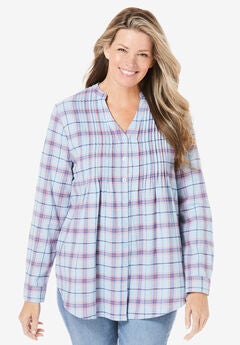 Pintucked Flannel Shirt
