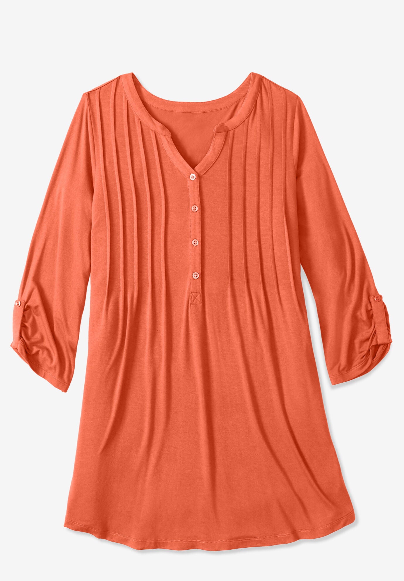 Pleated Henley Top Woman Within