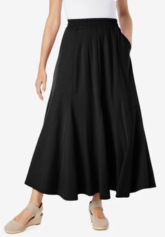 Wide Elastic Waist Skirt