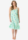 Sleeveless Knit Chemise Sleepshirt, AQUA MINT DRAGONFLY, hi-res image number null