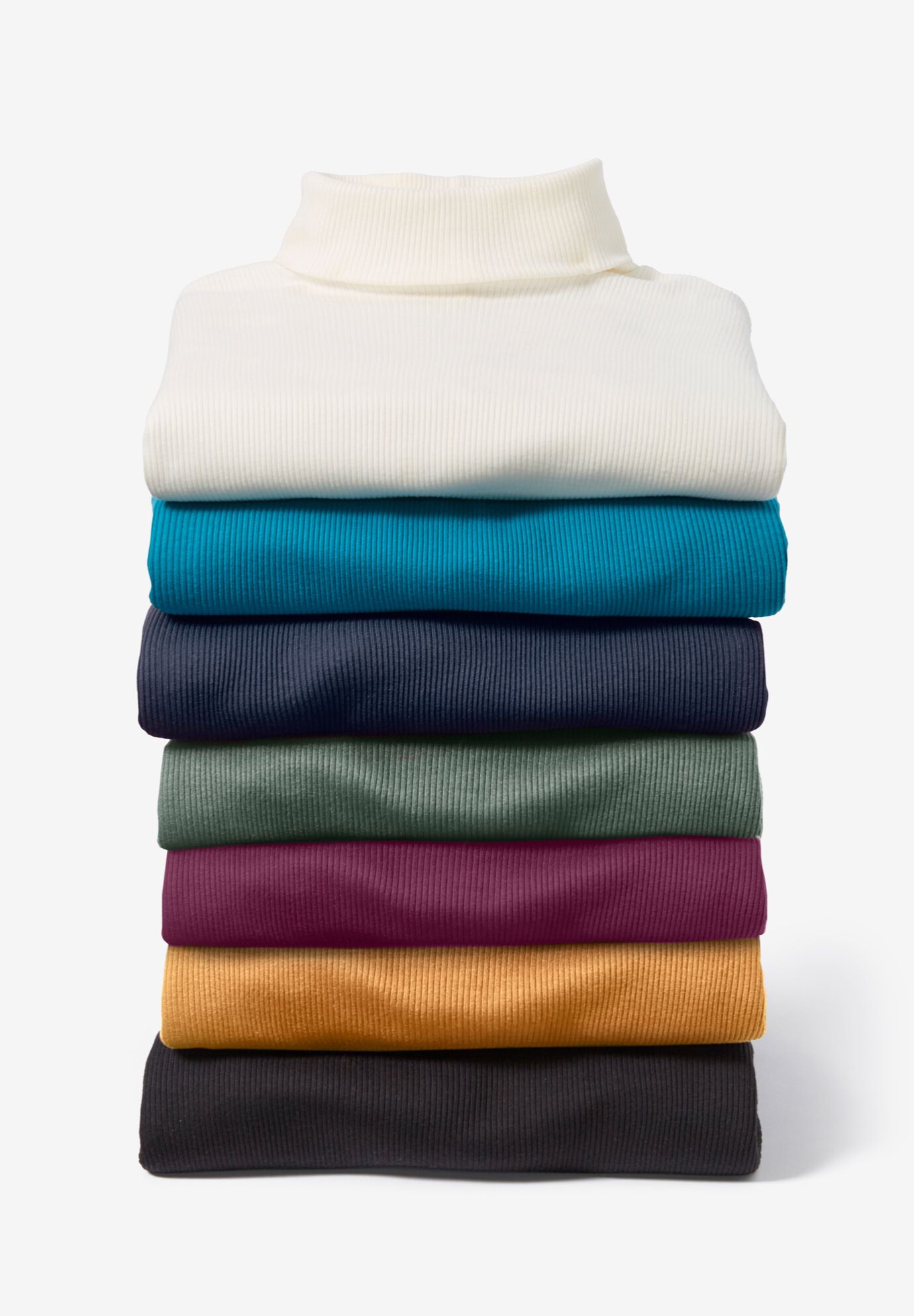 Woman Within Women s Plus Size Ribbed Short Sleeve Turtleneck 4X Pine