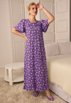 Long Floral Print Cotton Gown