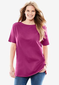 Perfect Short-Sleeve Boatneck Tunic