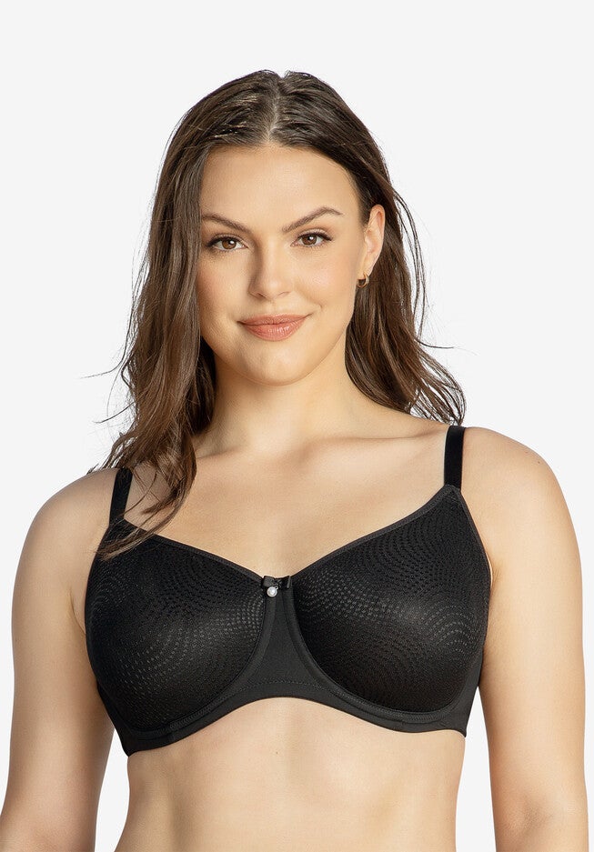 Pearl Non-Padded Seamless Minimizer Bra, BLACK, hi-res image number 0