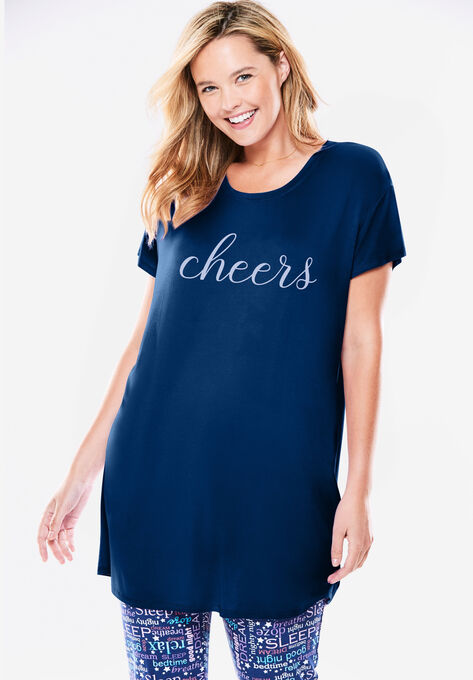 Soft PJ Tunic Tee , EVENING BLUE CHEERS, hi-res image number null