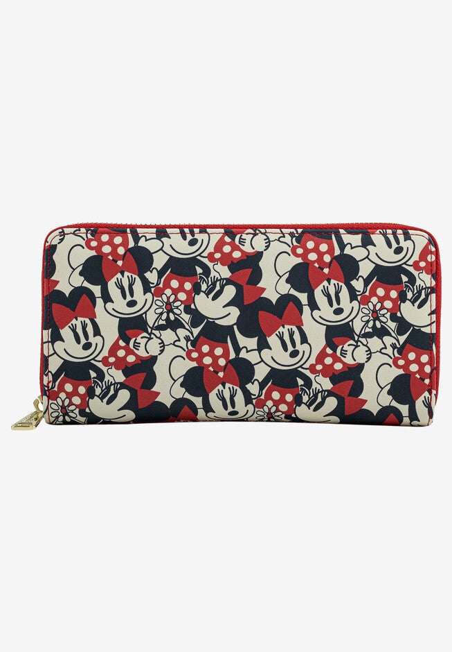 Loungefly x Disney Women's Mickey & Minnie Mouse Zip Around Wallet Navy, , on-hover image number 1