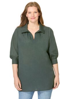 Three-Quarter Sleeve Popover Blouse