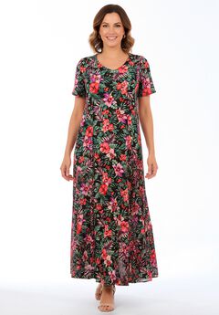 Short-Sleeve Crinkle Dress