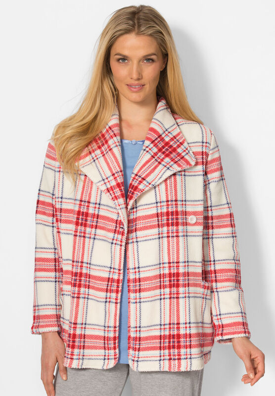 Womens Plus Size Sherpa-Lined Microfleece Bed Jacket Robe Dreams /& Co