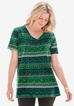 Perfect Printed Short-Sleeve V-Neck Tee