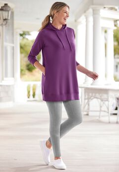 Side Pocket Ankle-Length Pull-On Stretch Knit Cotton Spandex Leggings