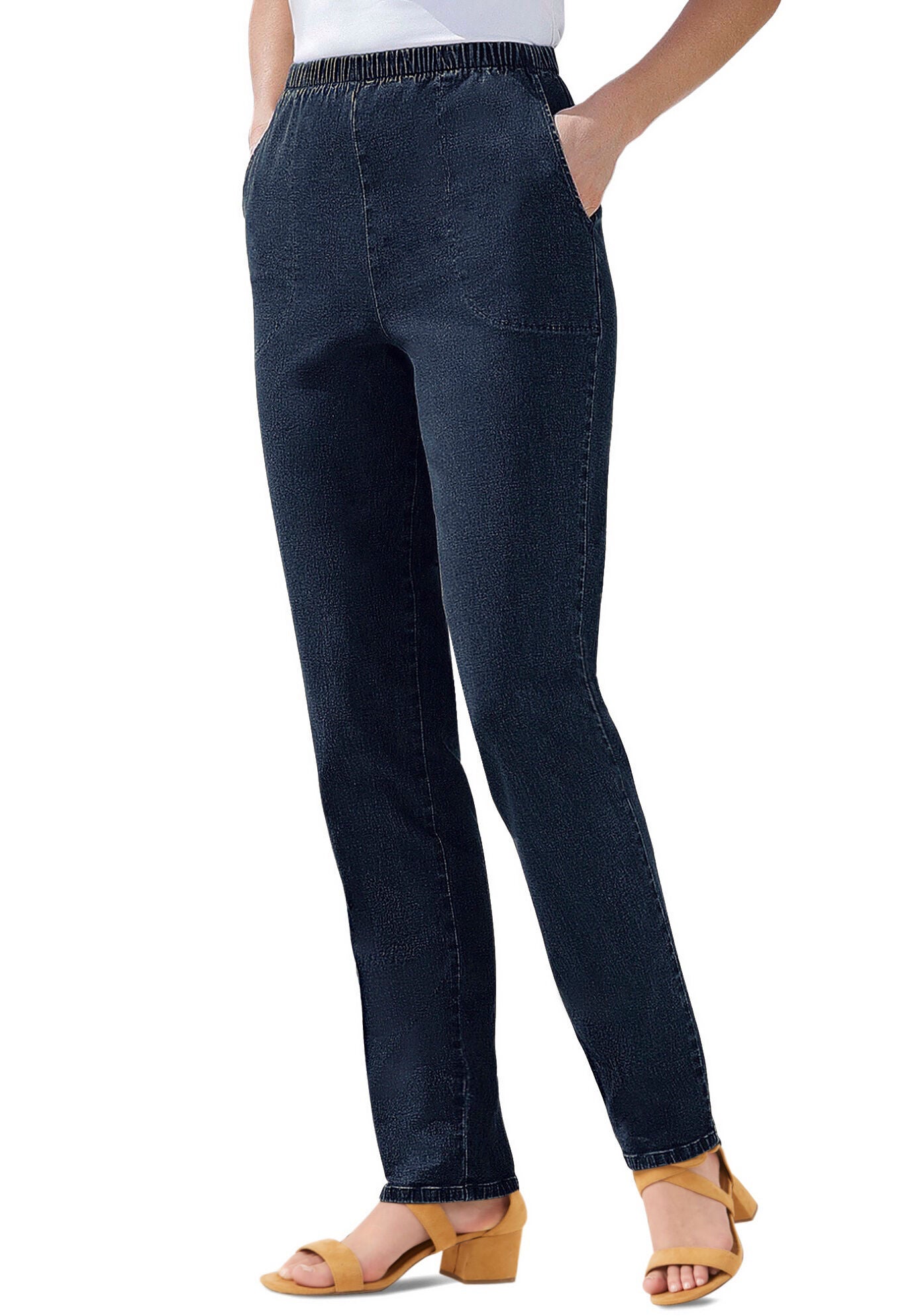 woman within fineline jeans