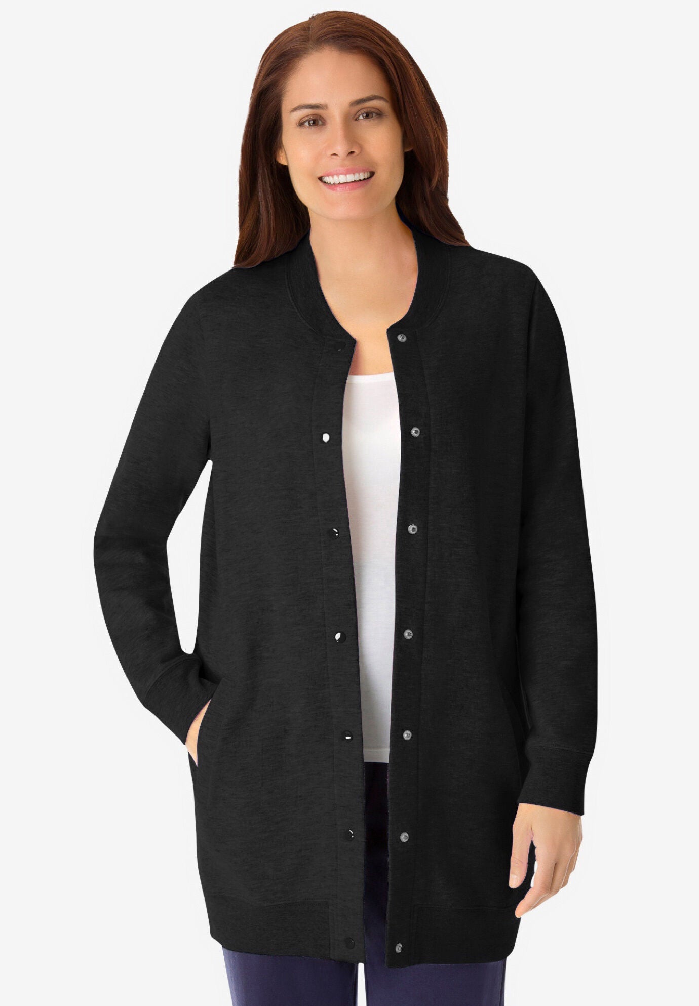 Woman within shop fleece jackets