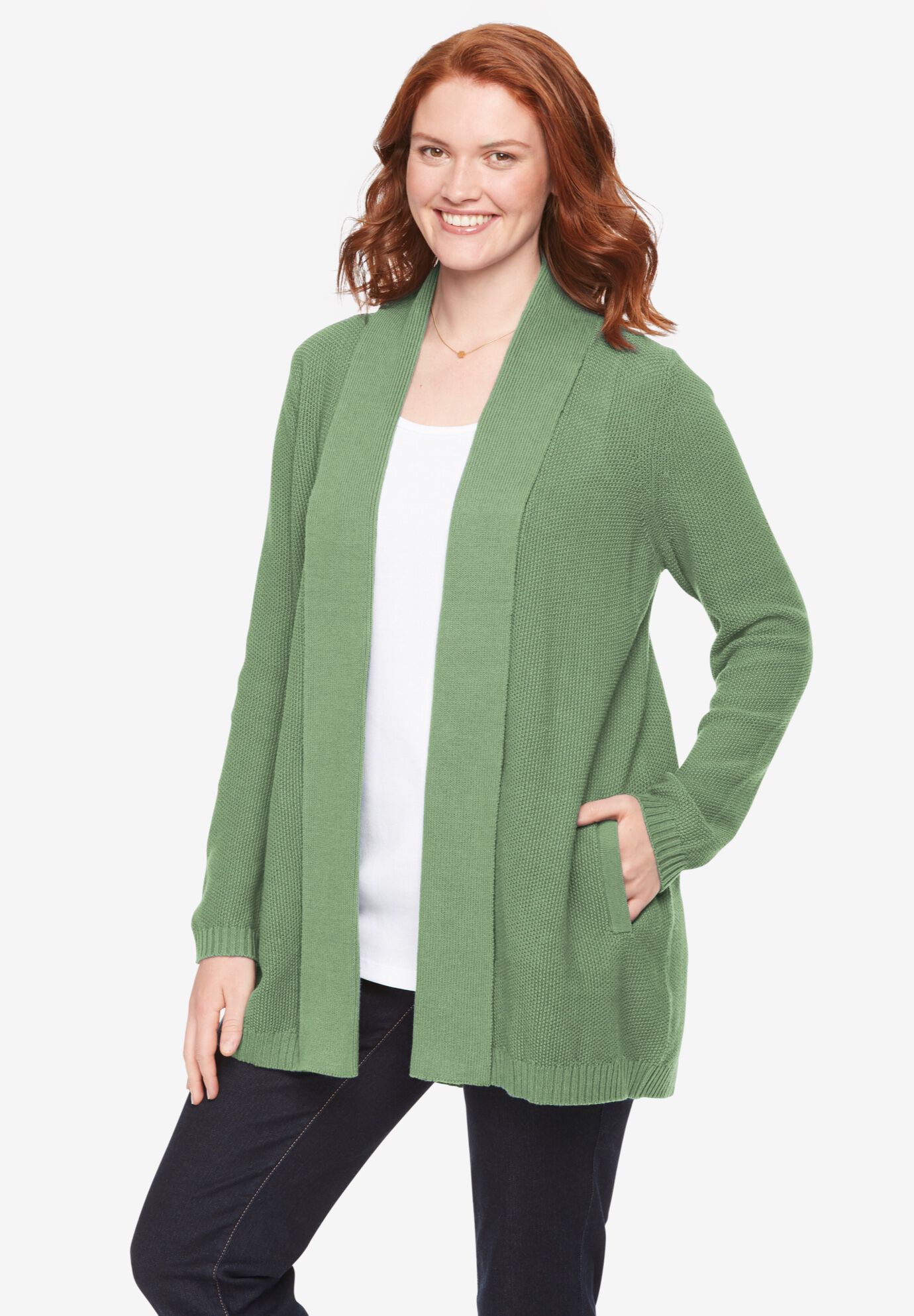 woman within cardigan