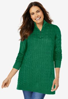 Cable Knit Half-Zip Pullover Sweater