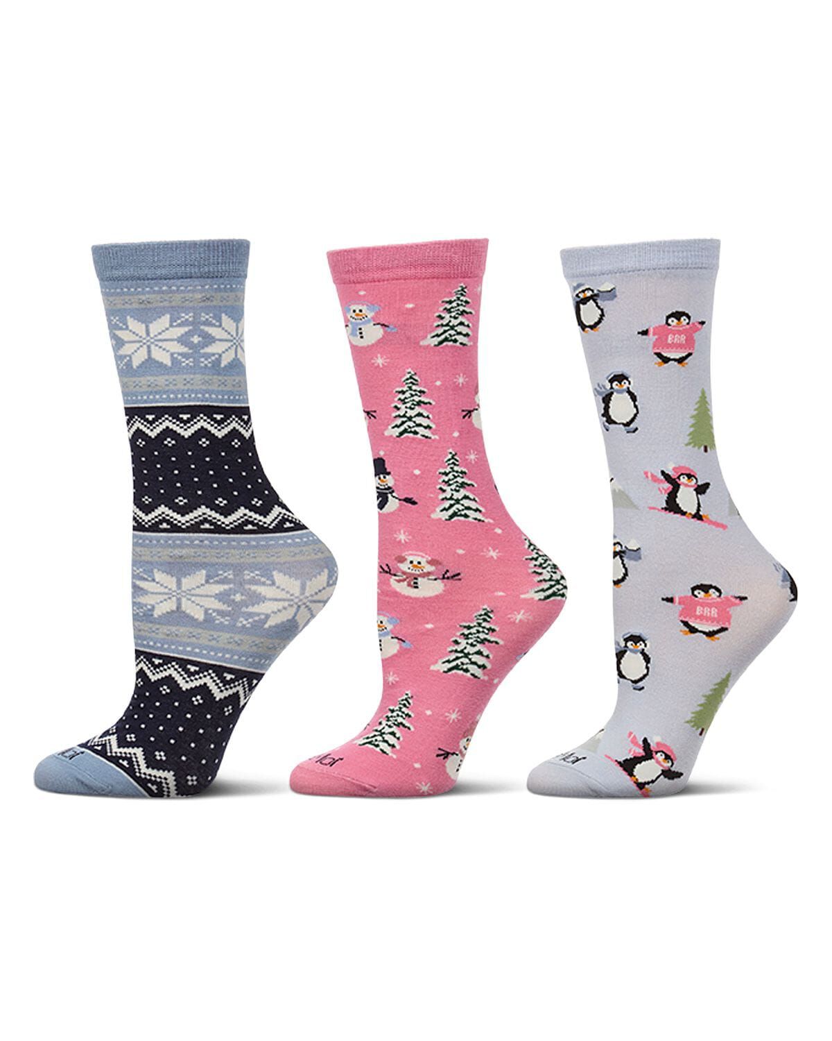 3 Pair Women's "Warm & Cozy Winter Wishes"  Novelty Crew Socks Gift Set, PURPLE MULTI, hi-res image number 0