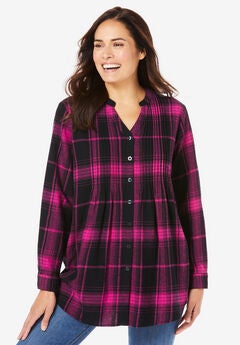 Pintucked Flannel Shirt