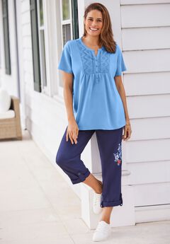 Eyelet Henley Tee