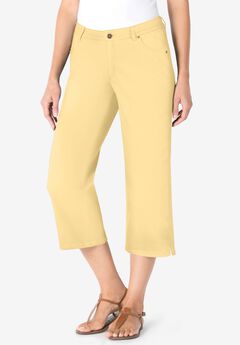 Womens Plus-Size Stretch Denim Five-Pocket Capri Jeans