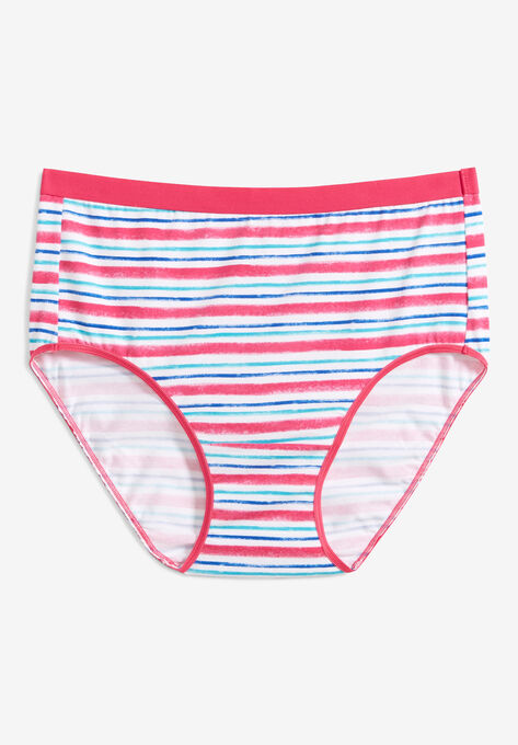 Cotton Full Brief Panty, WATERCOLOR STRIPE, hi-res image number null