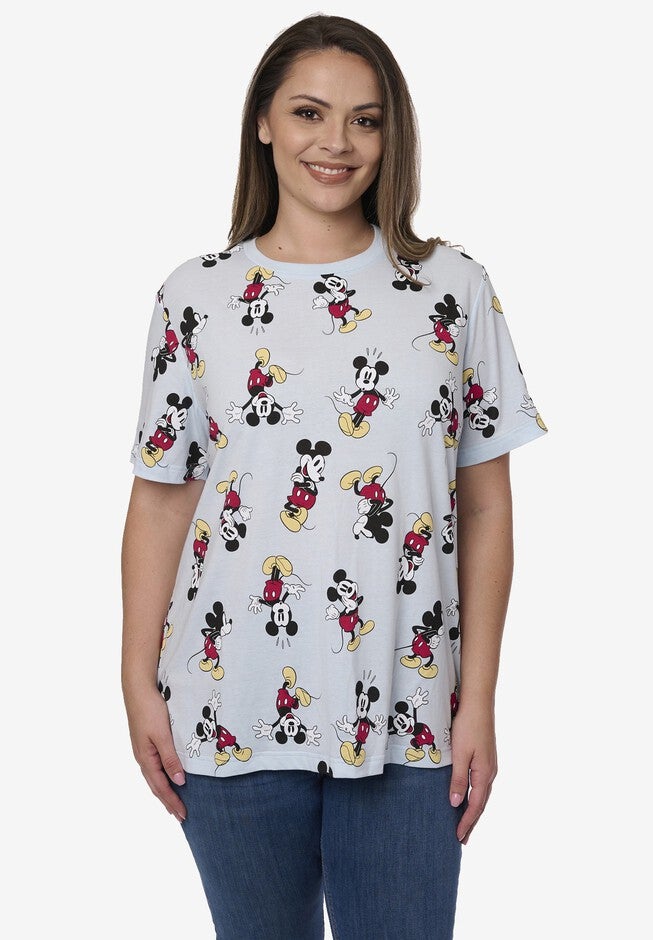 Disney Mickey Mouse Expressions All-Over Print T-Shirt, LIGHT BLUE, hi-res image number 0