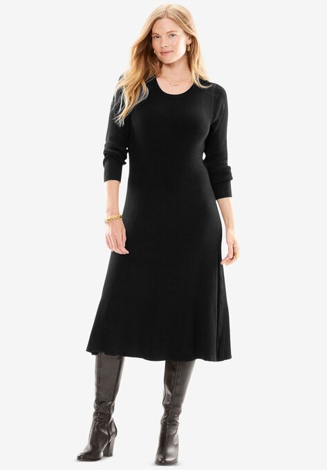 Rib Knit Sweater Dress Plus Size Casual Dresses Woman Within