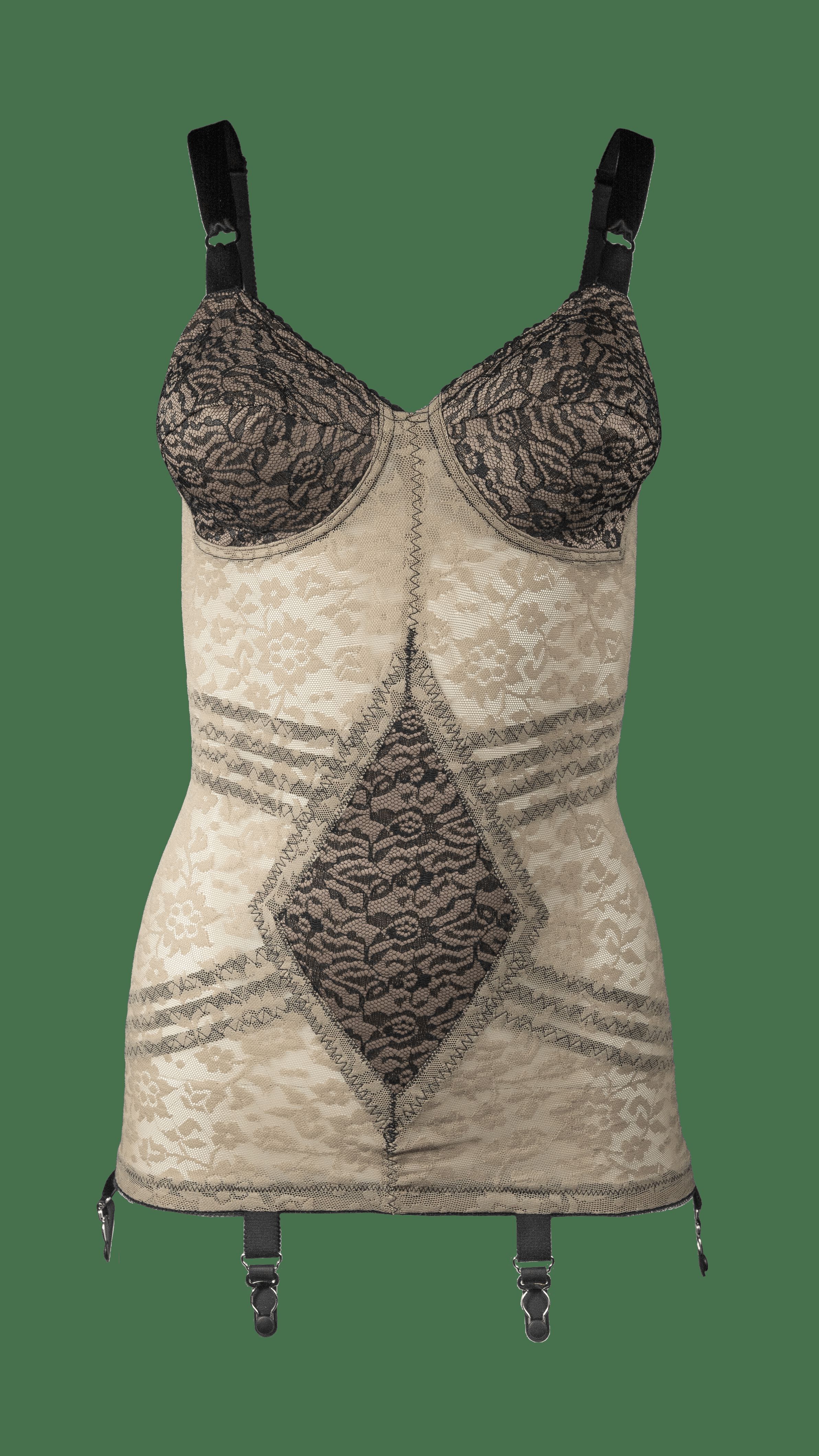 Extra Firm Shaping Lacette Open Bottom Body Briefer with Garters 9357, MOCHA BLACK, alternate image number 2