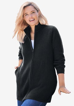 Zip Front Shaker Cardigan