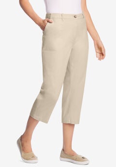 Adjustable Waist Chino Capri