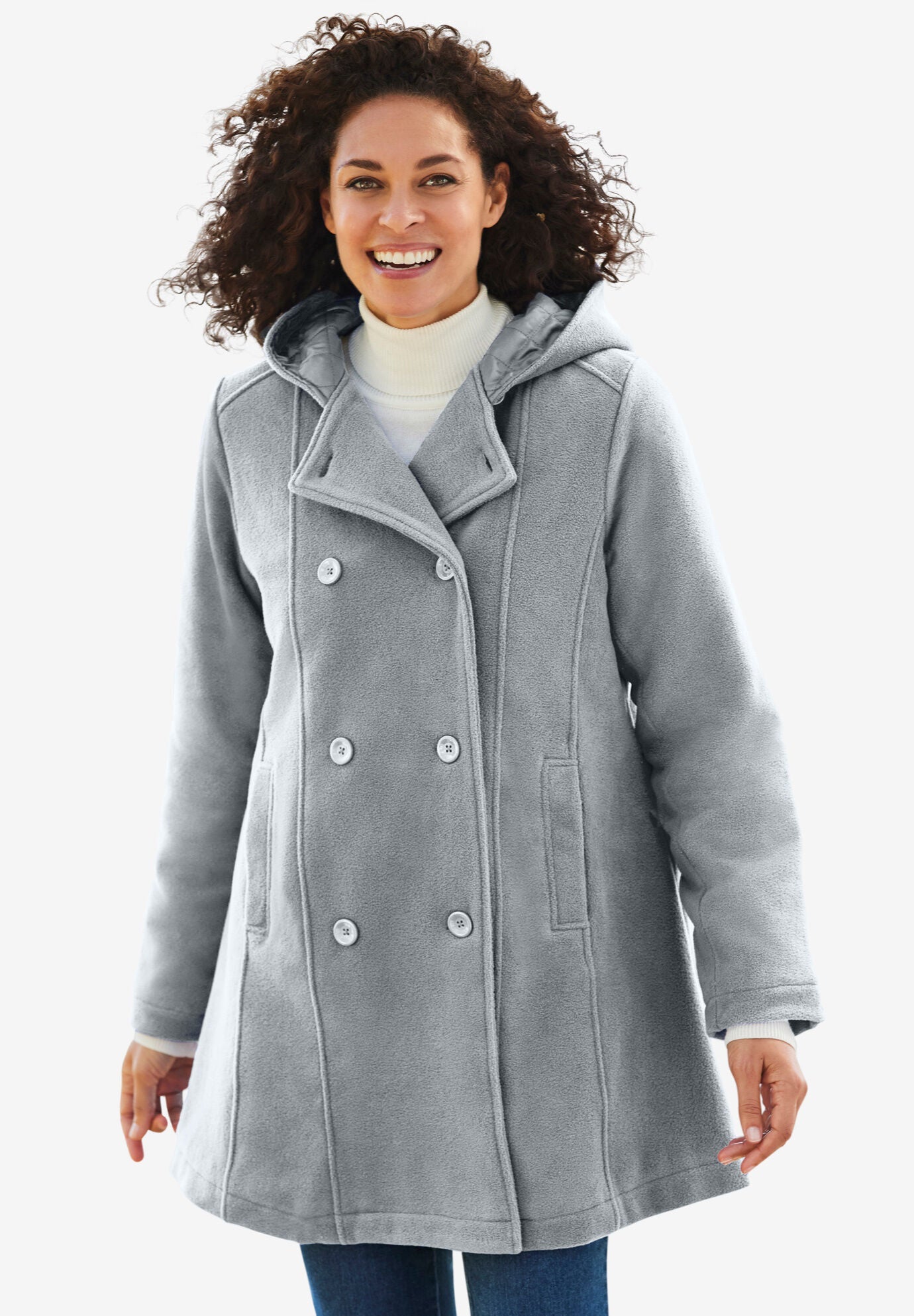Women's peacoat with hood top