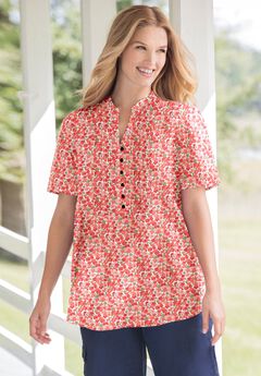 Pintucked Half-Button Tunic