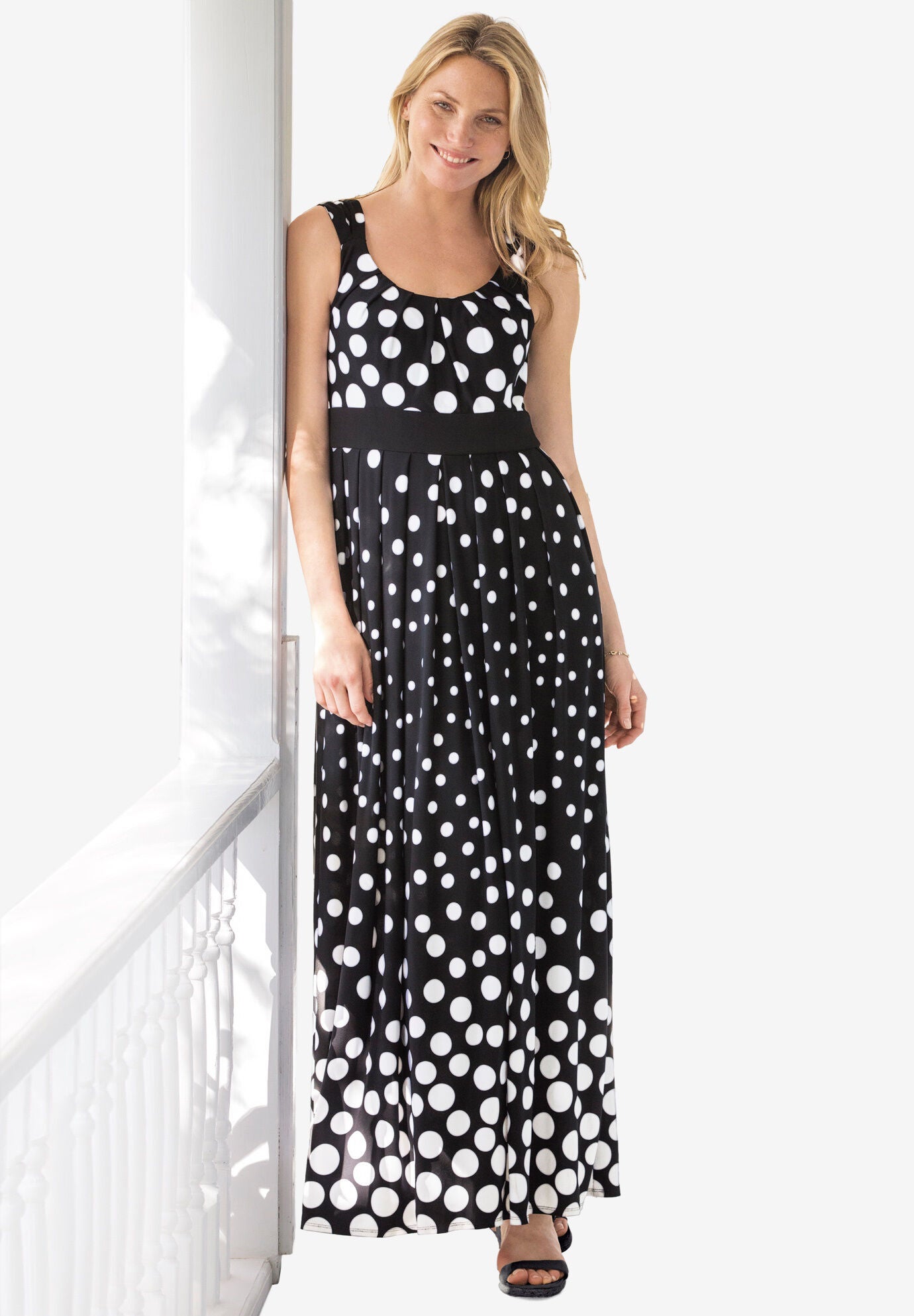 Banded Waist Print Maxi Dress