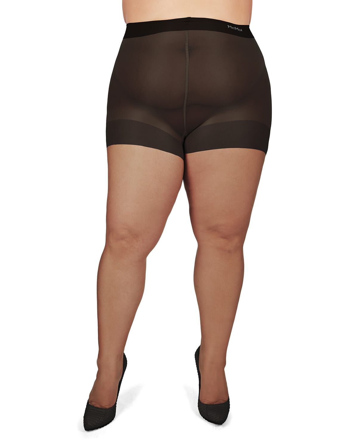 Plus Size Curvy Ultra Sheer Control Top Pantyhose, JET BLACK, alternate image number 1
