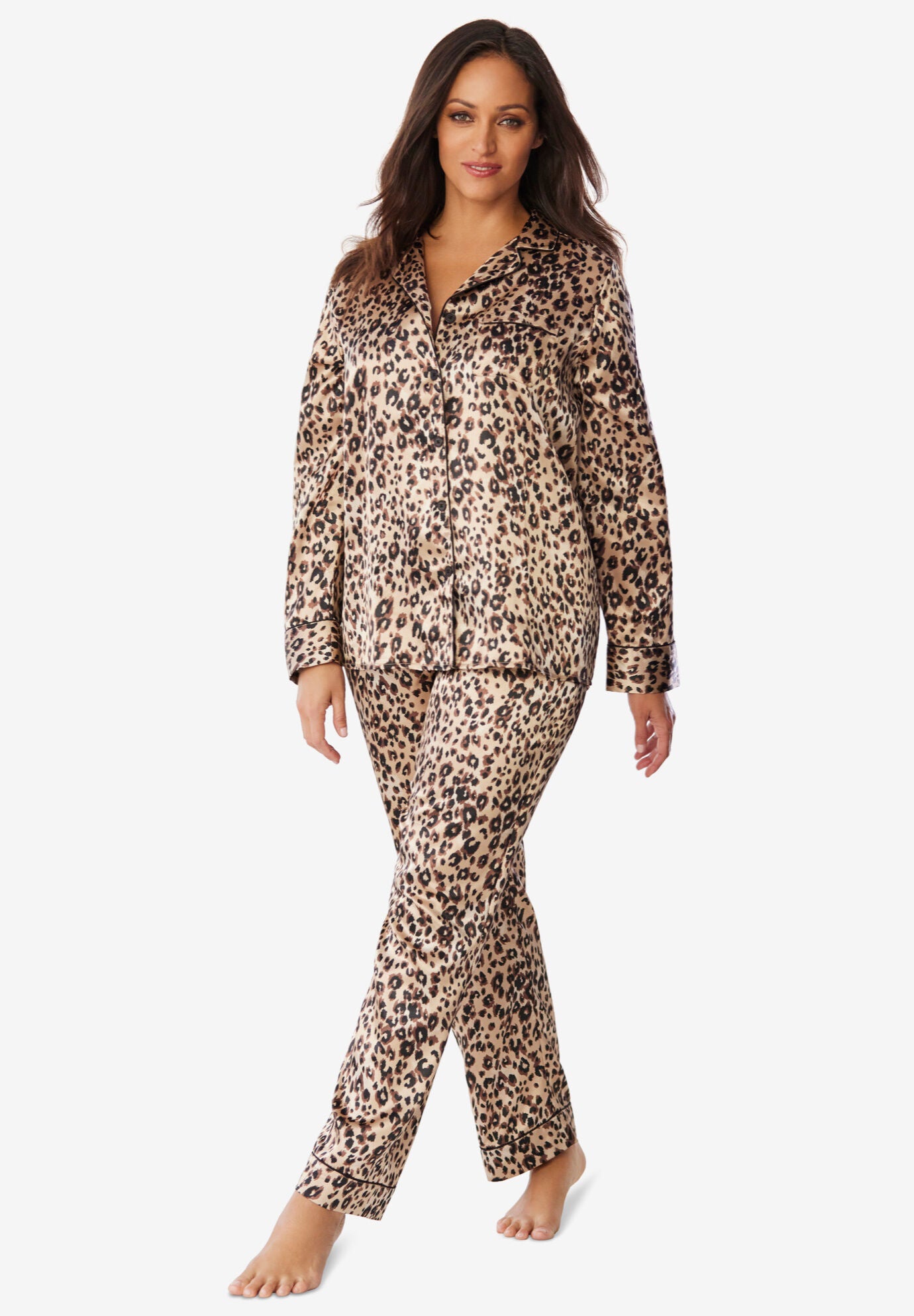 Luxe Satin Pajama Set in Classic Style Leopard