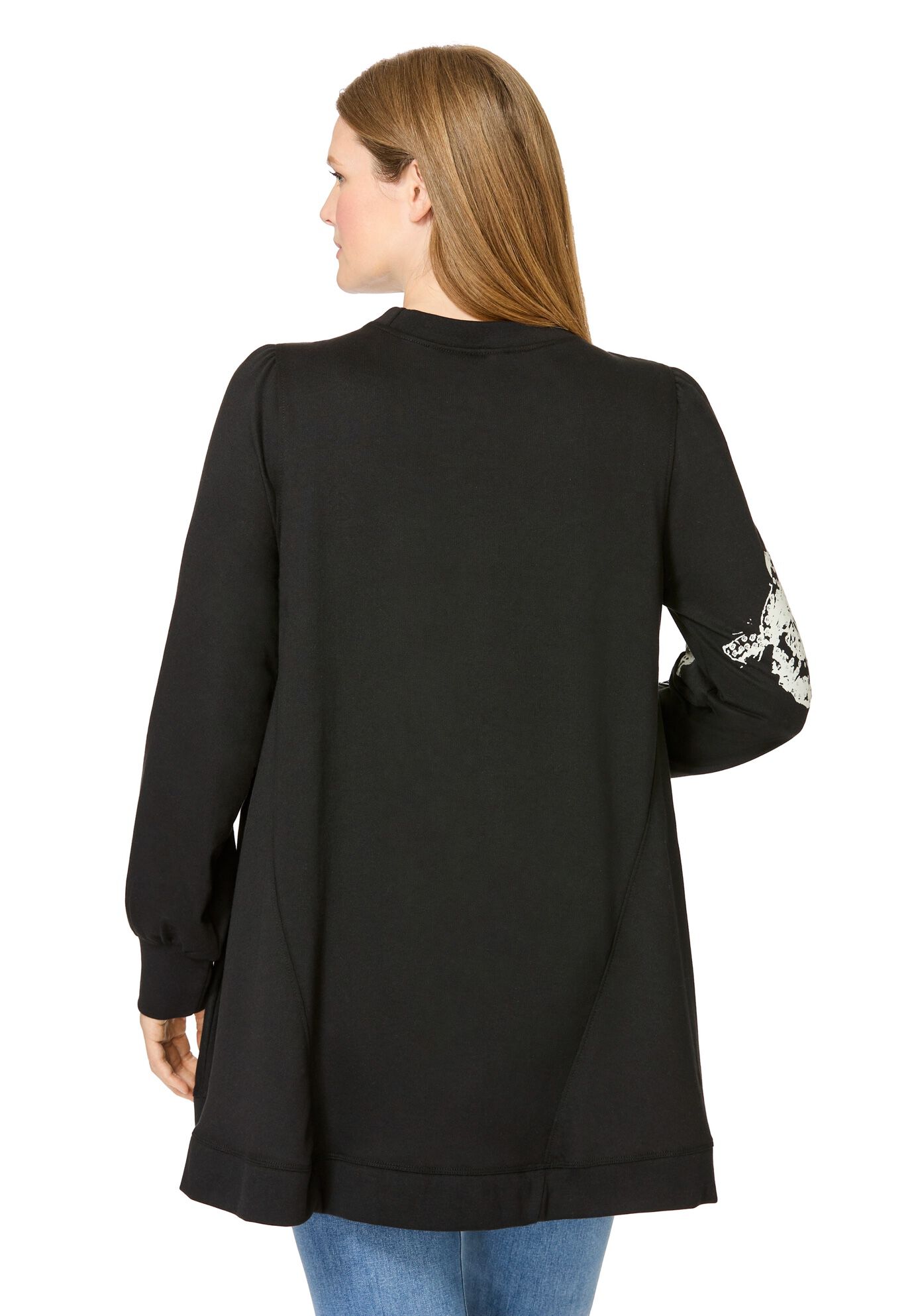 Swing Sweatshirt Tunic, BLACK IVORY, on-hover image number 1