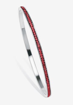 Silver Tone Eternity Bangle Bracelet Simulated Birthstones 7.5"