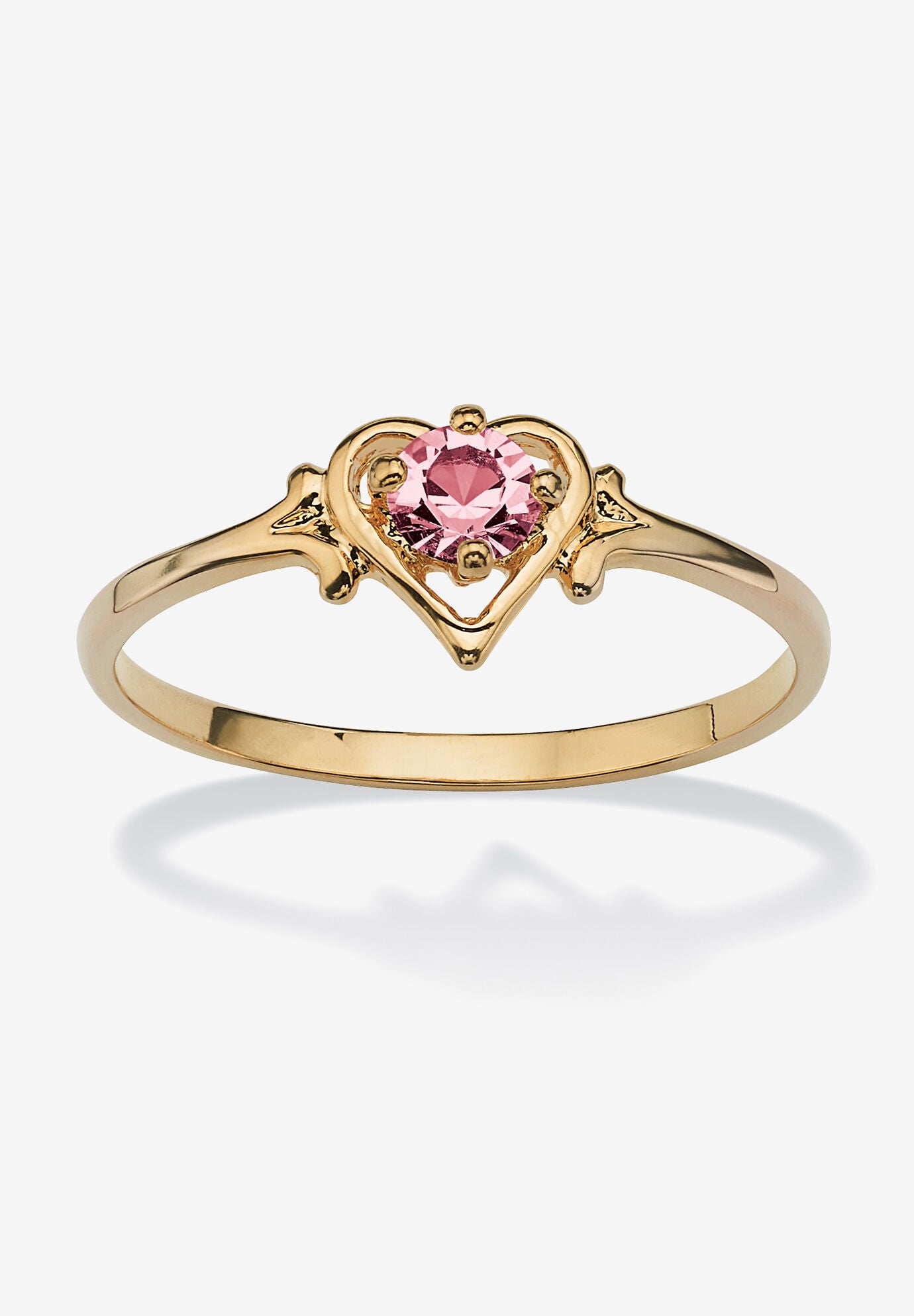 Yellow Gold-Plated Simulated Birthstone Ring, OCTOBER, hi-res image number 0
