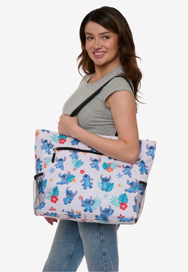 Disney Stitch Tote Bag Beach Travel Mesh Water Bottle Pockets Zippered, , alternate image number 3