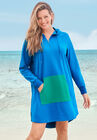Cotton Zip Neck hoodie CoverUp, DREAM BLUE BALI, hi-res image number null