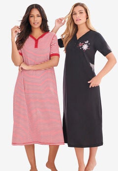 2-Pack Long Henley Sleepshirt