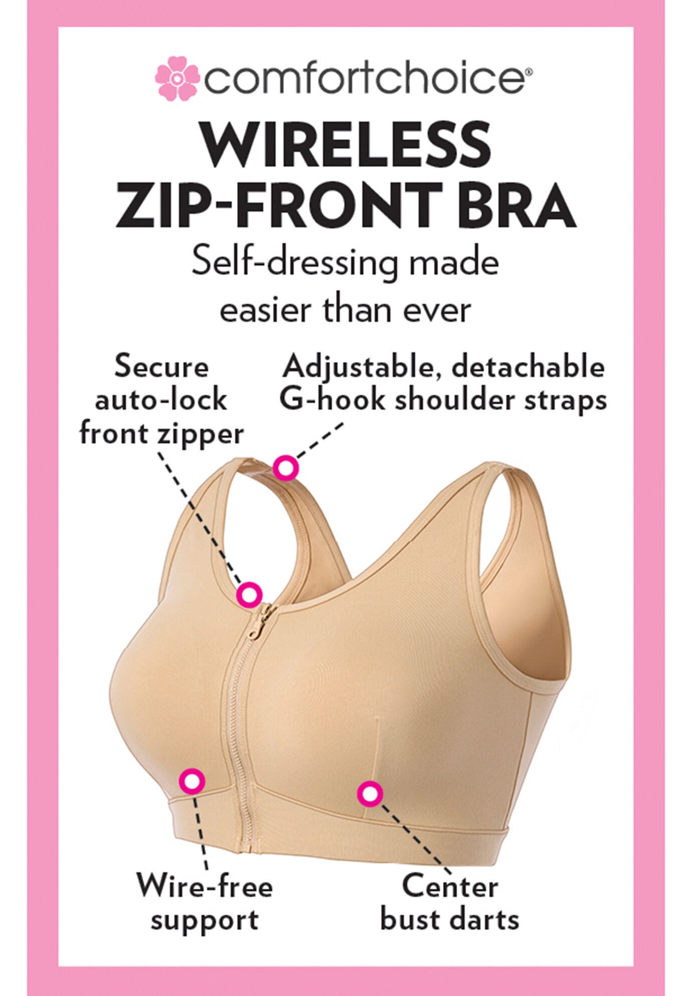 Front zipper online wirefree bra
