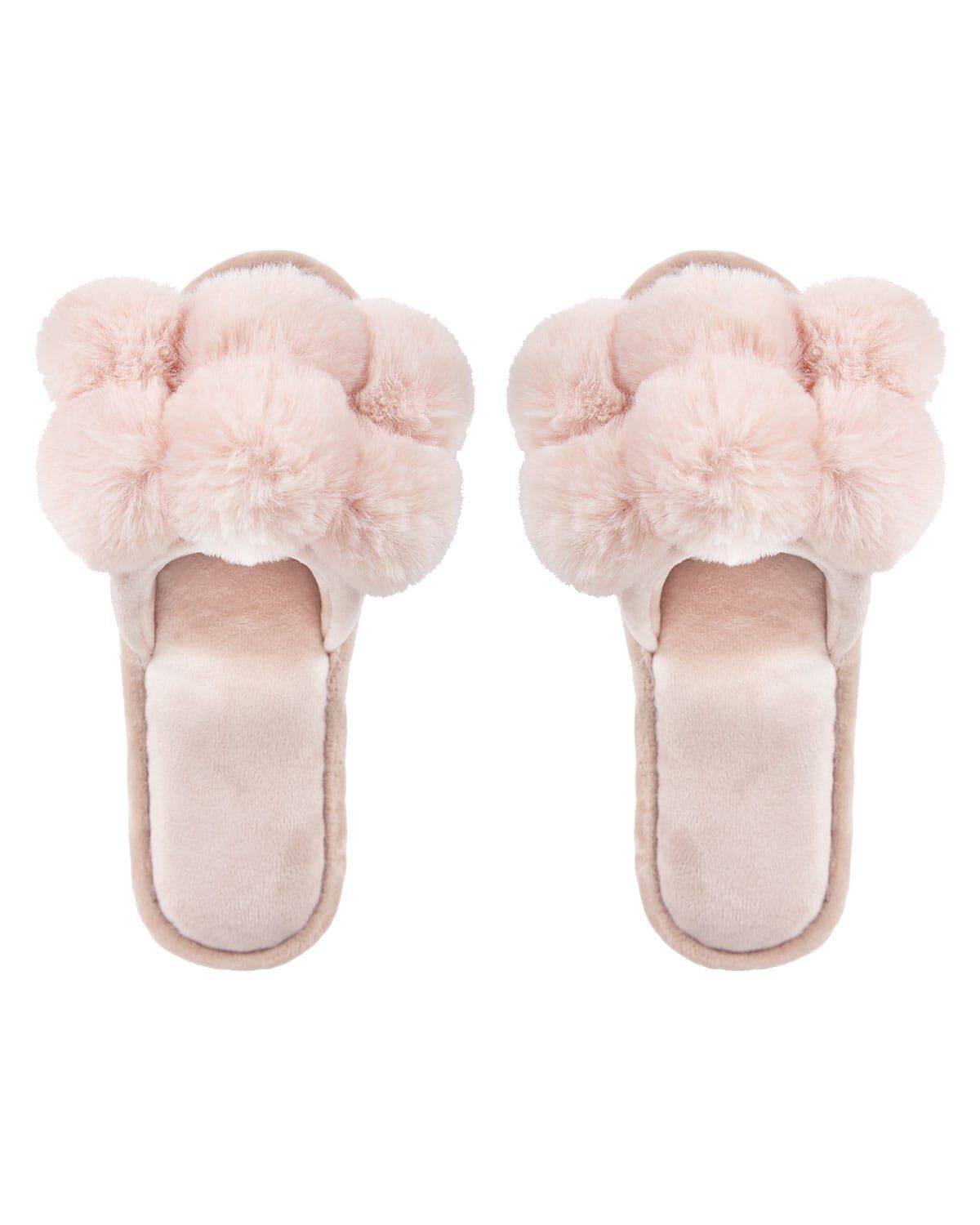 Women's Luxe Pom-Pom Memory Foam Plush Slippers, BLUSH, alternate image number 1